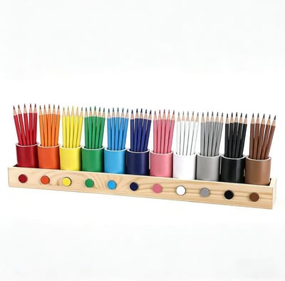 Kleurpotlodenhouder van hout, 11 vakken, pennenhouder, pennenorganizer, kleurpotlodenhouder van massief hout, bureauorganizer voor potloden, kleurpotloden, kwasten, pennenkoker voor school, kantoor