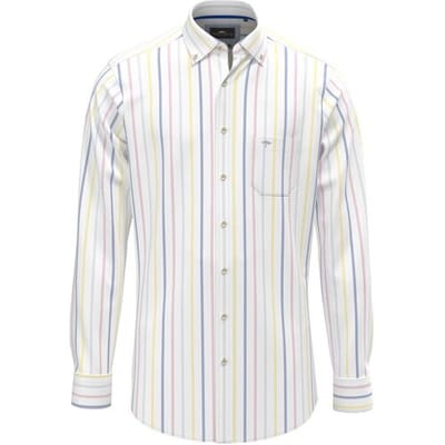 Fynch-Hatton Overhemd Light Oxford Stripes Button-Down Wit-Multi / male