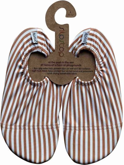 Slipstop antislip waterschoen Cognac Stripe - Maat S 24-26