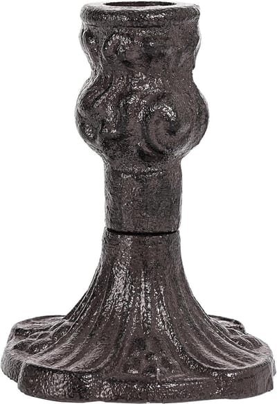 Kaarsenstandaard - Sierlijke kandelaar - Huis decoratie - Gietijzer ontwerp - 11.2 cm hoog - Antiek goud