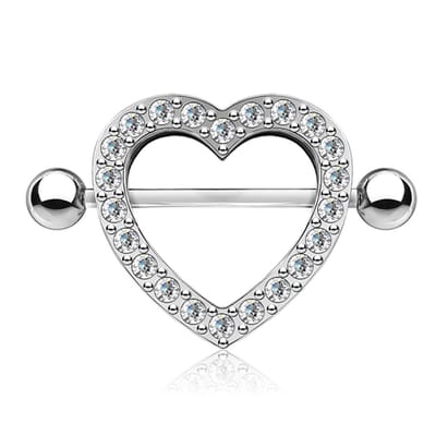 Tepelpiercing hartje 3D 1.6x14 - zilver - LMPiercings