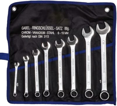 SW-Stahl 00908L Ringsteeksleutelset 6-19 mm, 8-delig I ringsleutel I dubbelsleutel I ringsleutelset I steeksleutel I ringsleutel