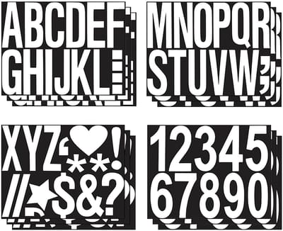 Dailygoods- Cijferstickers Groot - 12 Vellen - Zelfklevende Letters - Decoratie - Markering - PVC-Stickers 26 x 20,6 cm - Letterstickers