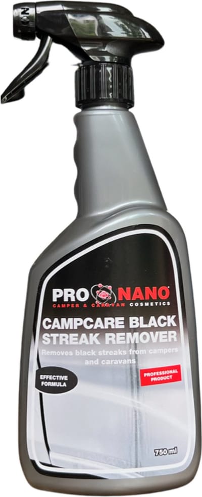 ProNano | CampCare Camper- & Caravan reinigers | Black Streak Remover 750ml | Nano Technologie | Verwijdert moeiteloos zwarte strepen veroorzaakt door kitten, rubbers, aircowater en andere biologische insluitingen van uw camper of caravan