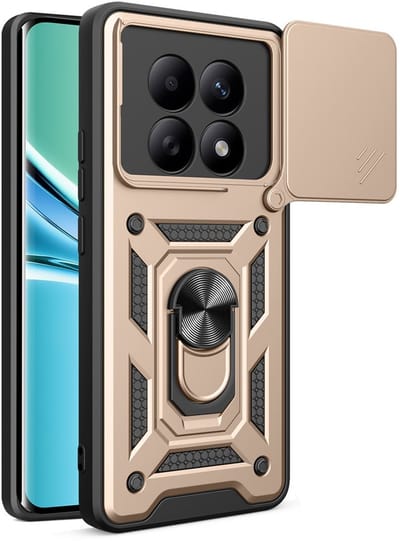 MobyDefend Hoesje - Geschikt voor Xiaomi Redmi Note 15 5G - Pantsercase Met Draaibare Ring - Goud
