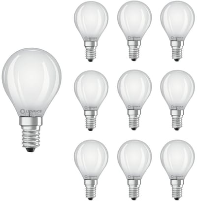 Ledvance LED Filament Kogellamp E14 - 2.5W 250lm 2700K 230V - Mat Glas - Ø45mm - Geschikt voor nachtlampen, hotels, slaapkamer - 10 stuks