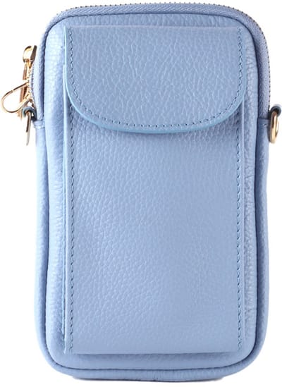 Giuliano lederen telefoontasje Anna - Blauw - Dames - Made in Italy