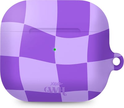 xoxo Wildhearts hoesje geschikt voor AirPods 3 - Violet Vibes - Matte - Ook als telefoonhoesje verkrijgbaar - schokbestendige case - koptelefoon hoesje - Mat - Beschermhoes met golvende blokjes - Golven - Paars