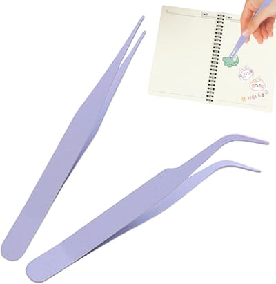 Roestvrijstalen Pincet - Knutsel Tang - Scrapbooking Knutselen - Verbeterde Precisie - Set van 2 - Paars Groen Roze