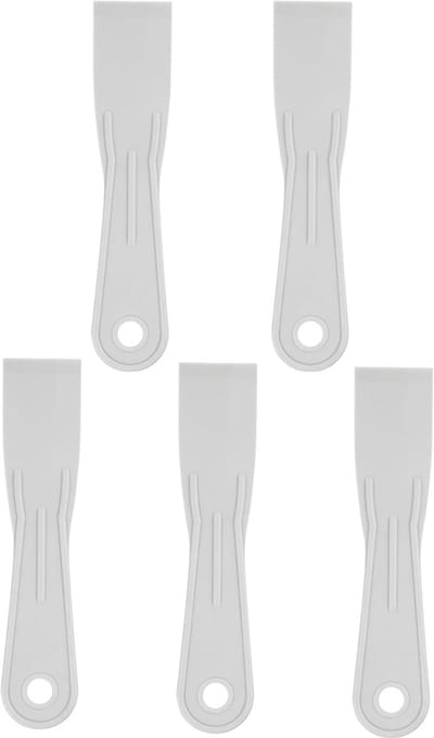 5 stuks plamuurmes, 4,6 cm breed, 1,7 mm, dunne flexibele kunststof spatel voor behangwerkzaamheden, gipsplaten, schilderen, muren, krabben, grijs