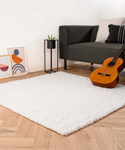Vierkant hoogpolig vloerkleed - Shaggy Trend wit 140x140