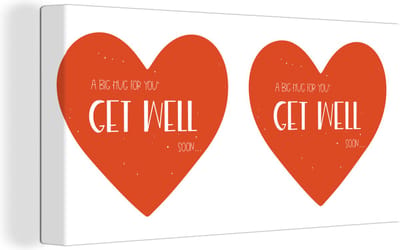 Canvas Schilderij Beterschap - Quotes - Stippen - Knuffel - 40x20 cm - Wanddecoratie