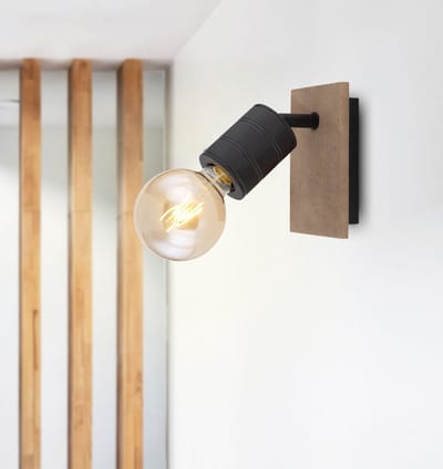 Globo  - Wandlamp Modern interieur - Bruin - H:17cm  - E27 - Voor Binnen - Hout - Wandlampen - Slaapkamer - Woonkamer