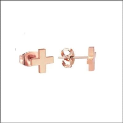 Aramat Jewels | Oorbellen | RVS kruisjes oorbellen | Rosékleurig / 6mm | | | Staal | Kinderen, Volwassenen | Verkleurd niet