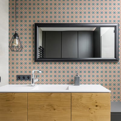 Zelfklevende muurstickers met tegelmotief voor keuken en badkamer - 24 cementtegelstickers (Azulejos Helio) - 24 stickers, 10x10cm