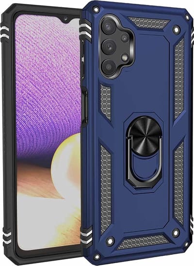 Anti-Shock Hybrid Ring Armor Hoesje Geschikt voor: Samsung Galaxy A32 5G - blauw
