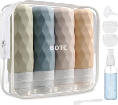 BOTC Reisflesjes met Etui - 90ml Siliconen Reisflacons - 12-Delig - Reisaccessoires - Cosmetica Potjes - Reis Flesjes
