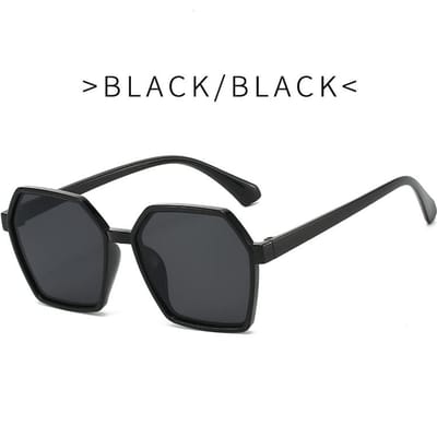 Unisex Retro Vierkante Zonnebril Oversized Kleurverloop Mode Zonnebrillen voor Mannen Vrouwen Reisbrillen black