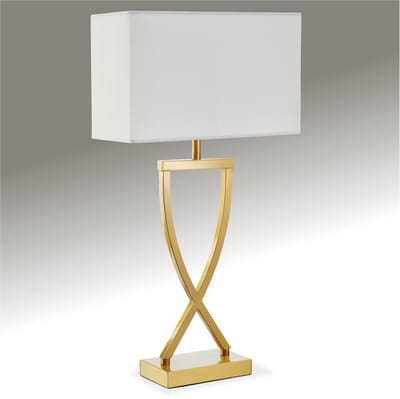 tectake® Tafellamp Avina - Lamp voor Slaapkamer, Woonkamer, Bureau - Modern Design - 27 x 12 cm Lampenkap - E27 - Messingkleurig Frame