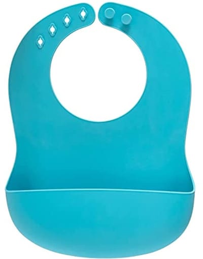 Slabbetje, babyslabbetje met opvangschaal, vaatwasmachinebestendig, meegroeiend, blauw
