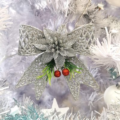 Fir Decoratie Sleping Knot 10cm Opknoping - Set 2 stks - Plastic - Zilver - Argent - SILUMEN