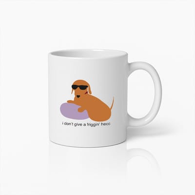 Grappige Hondenmok 330ml – I Don’t Give a Friggin’ Hecc – Coole Hond met Zonnebril – Sarcastisch Cadeau voor Hondenliefhebbers