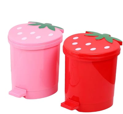 Aardbeien Afvalbak - Keuken Prullenbak - Aanrecht Opruimen - Cartoon Exterieur - 10x9x10.5 cm - Rood