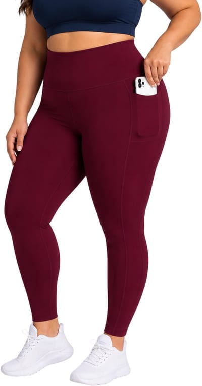 SparkNine Softcurve plus size legging - met zijzakken - L/XL - rood - zachte stof - ademend - niet doorschijnend