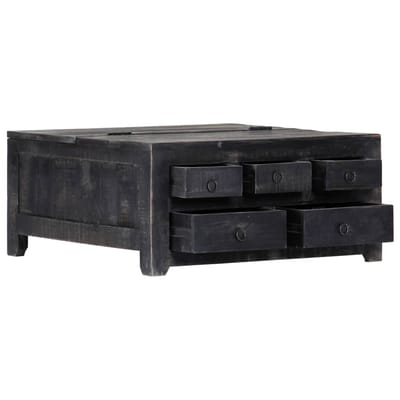 vidaXL - Salontafel - 65x65x30 - cm - massief - mangohout - zwart
