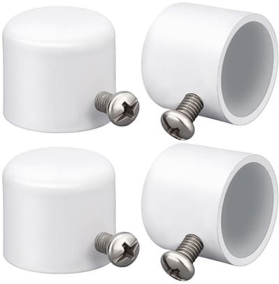 JHUBERS- Raamgordijnroedeindkappen - 4 Stuks - Ijzeren Eindstukken met Schroef - Gordijnroede Einddoppen - Diameter 0,88 Inch - Wit - 32 mm Breed, 21 mm Lang