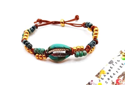 Jeannette-Creatief® - Beach - Resin Kauri Miyuki Rocailles Leren Armband Schuifknoop - Kauri Armband - Schelpenarmband - Kralenarmband - Leren Armband - Armband - Dames Armband - Boho Chic - Bohemien - Miyuki Armband