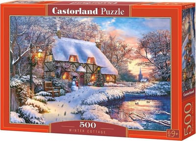 Castorland Winter Cottage – Puzzel – 500 stukjes – Satijnen afwerking – Perfecte pasvorm – Europese kwaliteit
