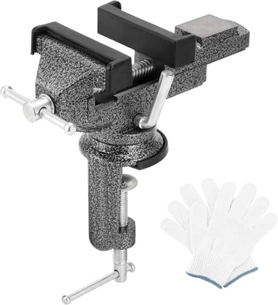 Tafelvis met 360° draaibare basis, mini portable werkbank voor houtbewerking, metaalbewerking en boren, 76mm/3 inch