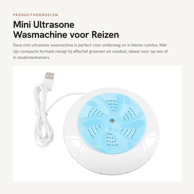 Dailygoods- Wasmachine Draagbaar - Mini Ultrasone Wasmachine - Huishoudelijke Reiniger - Voedsel/Groente Reiniger - USB-Voeding - 10W Vermogen - Miniwasmachine