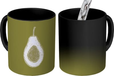 Magische Mok - Foto op Warmte Mokken - Koffiemok - Avocado - Minimalistisch - Illustratie - Groen - Magic Mok - Beker - 350 ML - Theemok