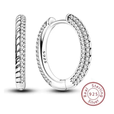 Oorringen - oorbellen - 925 sterling zilver - half zirkonia - half buddha bali stijl - klapsluiting