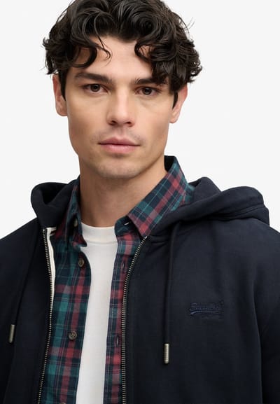 Superdry - Essential Logo Half Brushed Zip Hoodie - Heren - Hoodies