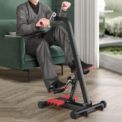 Fietspedaaltrainer - Mini-hometrainer Pedaal - Fitness Revalidatie - LCD Monitor - 84-99 cm - Zwart Rood