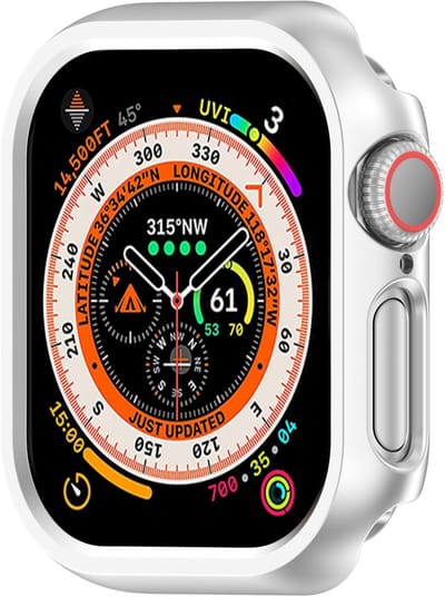 By Qubix - Hard case 46mm (open front) - Zilver - Geschikt voor Apple Watch 46mm hoesje - screenprotector - Bescherming iWatch - Bescherm hoesje