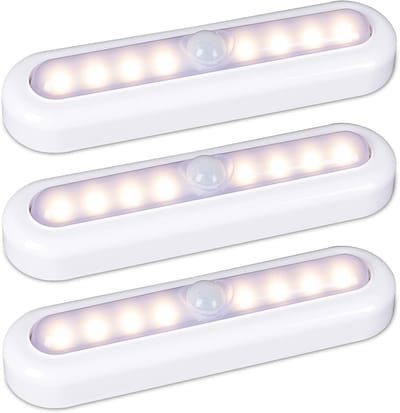 Set van 3 Draadloze Bewegingsmelderlampen 18 cm voor Binnen - LED Licht voor Kast, Trap en Keuken, Warm Wit