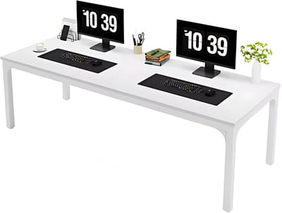 Computerbureau Milano - Voor 2 Personen - 200cm - Wit - Voor thuis of werk - Hout en metaal
