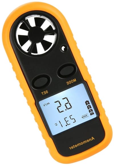 Windmeter Met Display - Anemometer Digitaal - Buiten Meten - 5 Meet Eenheden - 10.5 x 4 cm - Grijs