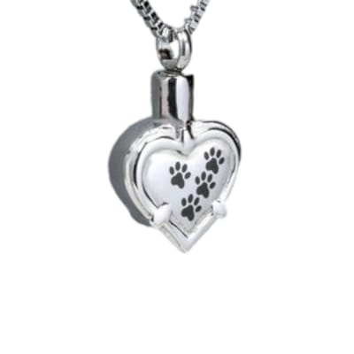 Aramat Jewels | Gedenkhangers | Ashanger Hart Pootafdrukken – Troost & Herinnering Gedenksieraad Huisdier | | | |18mm | Staal | Volwassenen | Verkleurd niet