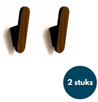 Houten Wandhaken - Retro kapstokhaken - Ophanghaken - Handdoekhaken - Jashaken - 2 stuks - Walnoot