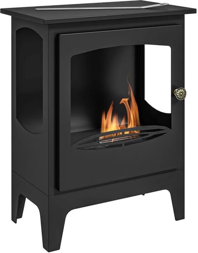 VIEMAE Sfeerhaard - Bio ethanol haard - Haard - Kachel - Verwarmd tot 25 m2 - Brandtijd circa 3 uur - 39x26x54cm - Zwart