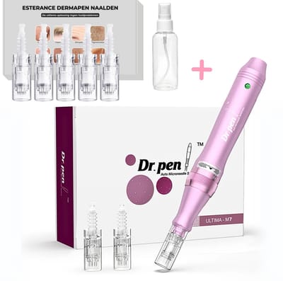 Originele Dr.pen Ultima M7- Draadloze Dermapen - Digitale Snelheidweergave - Microneedling - Huidverzorging - Mesotherapie - Incl. 5x cartidges 12 pin (merk esterance) & Sprayflesje 50 ml voor desinfectie