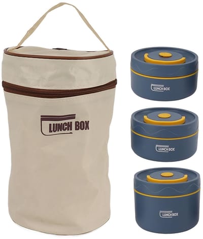 Dailygoods- Lunchbox Ronde Roestvrij Stalen - Draagbare Thermosbeker - Lekvrije Voedselcontainer - Makkelijk te Reinigen - Ideaal voor Picknick/Reiskantoor