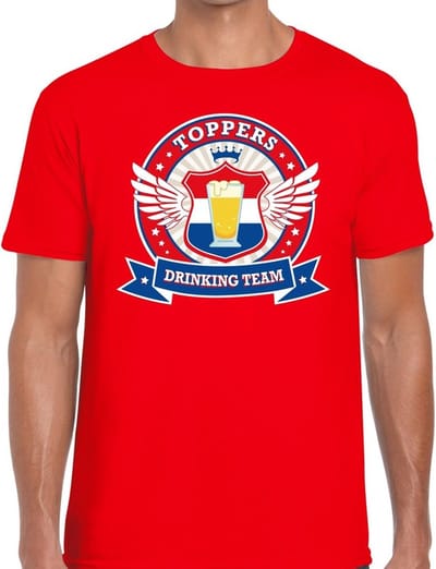 Rood Toppers drinking team t-shirt / shirt rood Toppers team heren S
