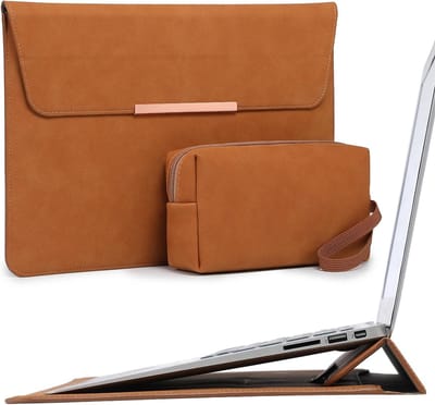 Laptop Sleeve Bag 13.3-14 Inch met Stand voor MacBook Pro, Air, Surface en HP Spectre - Bruin