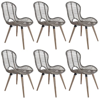 vidaXL - Eetkamerstoelen - 6 - st - natuurlijk - rattan - bruin